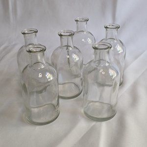 Set of 6 Glass Bud Vases - 5" Tall